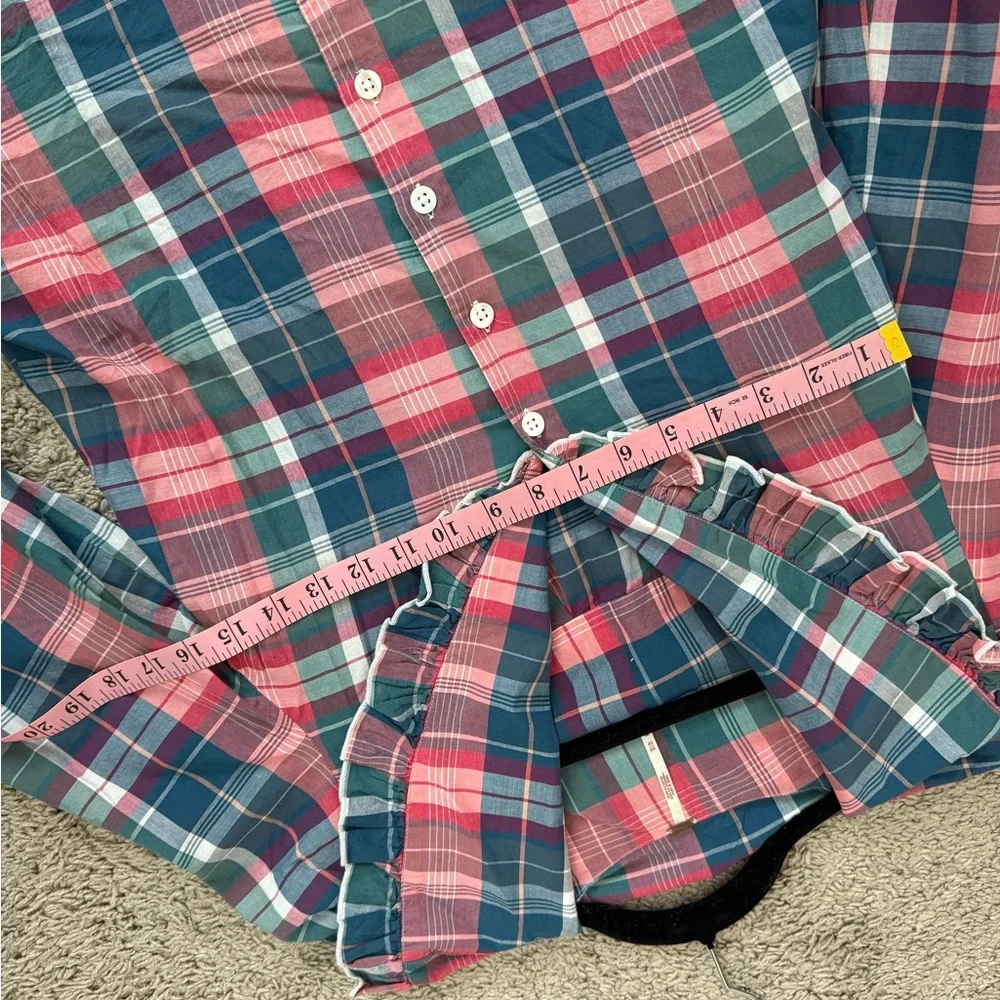 Free People Multicolor Plaid Ruffle Top